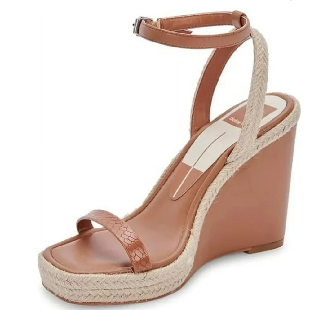 Dolce Vita Tan Wedge Sandals with Ankle Strap. Sz 9.5 NIB‎